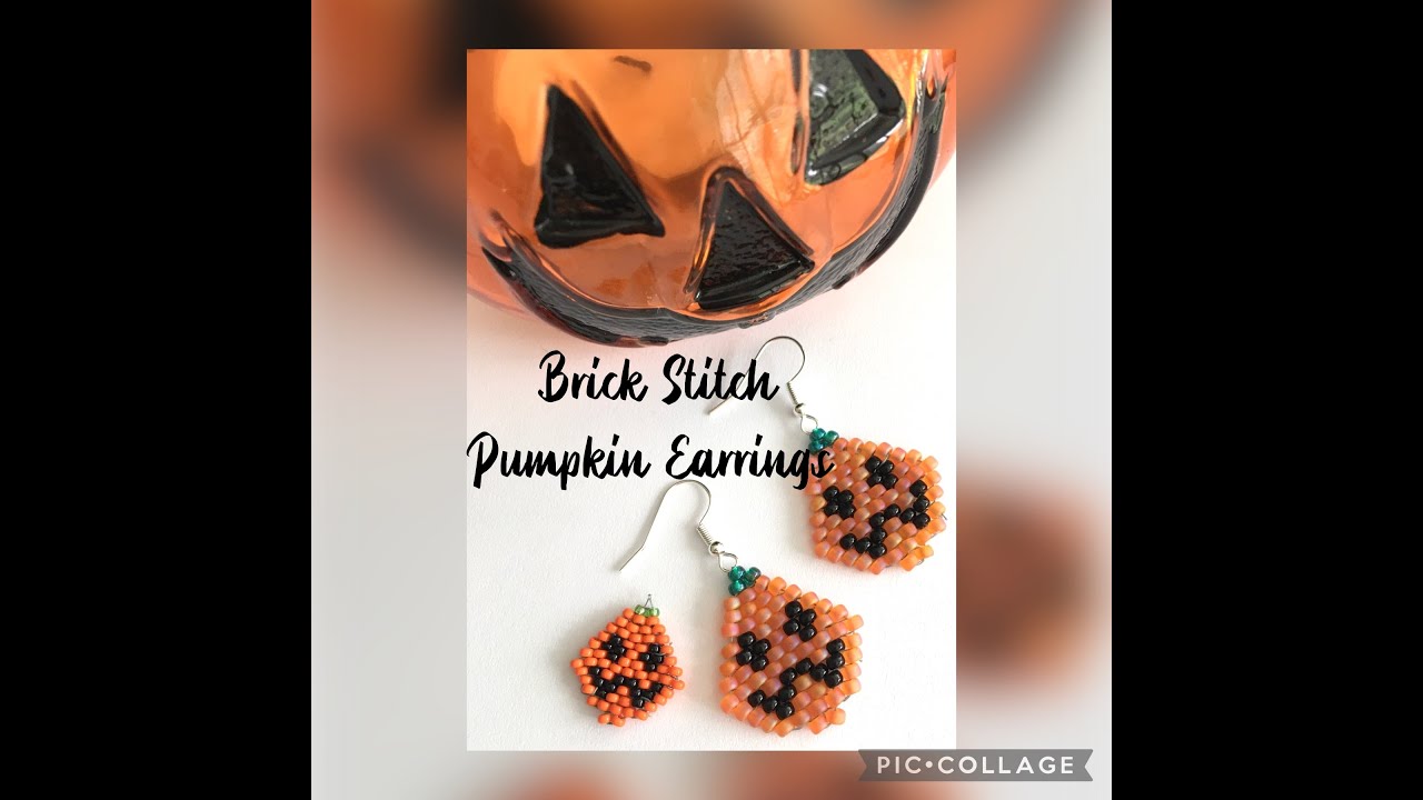 Pumpkin Earrings - Brick Stitch - Bead Weaving - Halloween