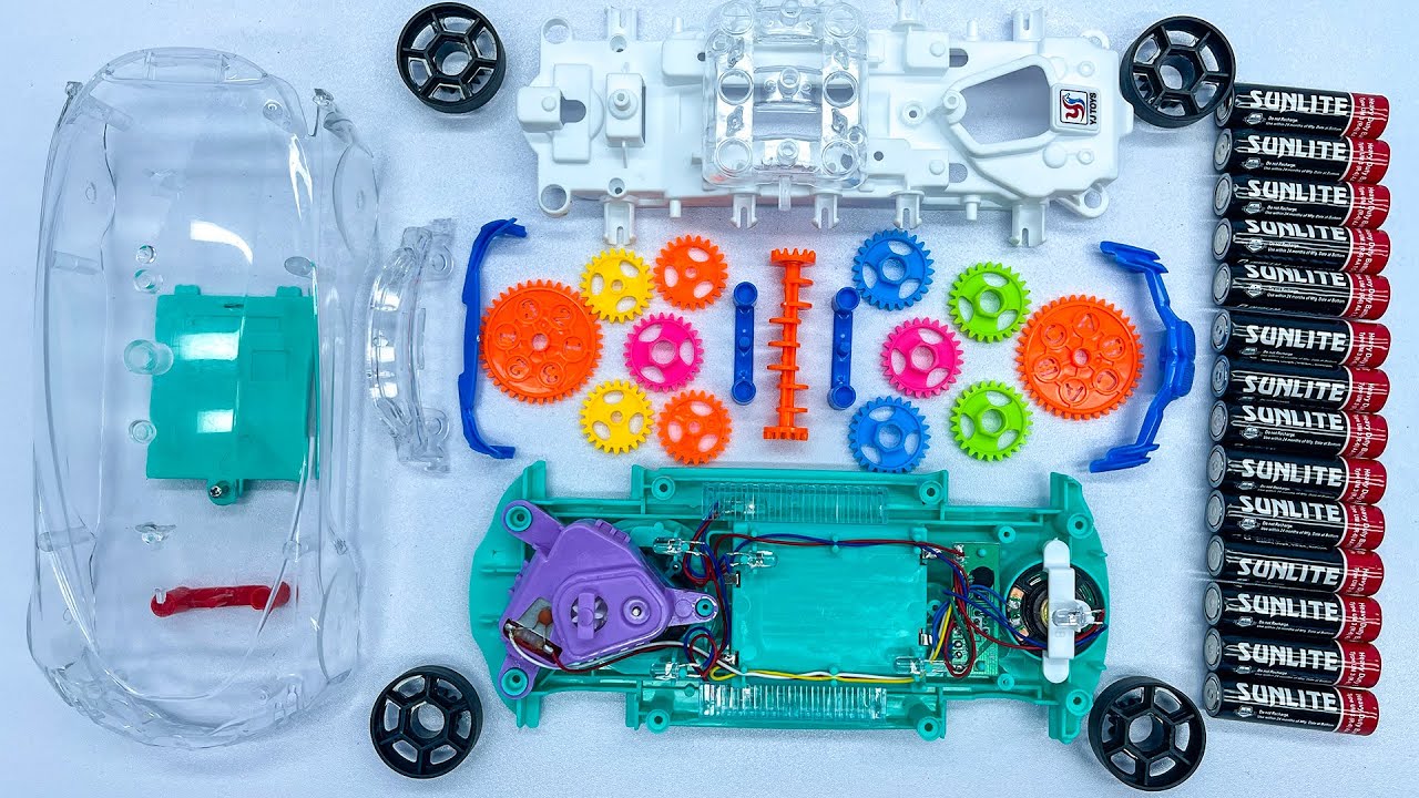Remote Control Concept Racing Car Transparent Toy Disassembly Revealing Gears, Motor and Design 4K