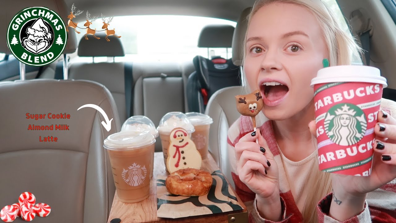 ВСЁ ПРАЗДНИЧНОЕ МЕНЮ STARBUCKS | *НОВИНКА*: латте с сахарным печеньем и миндальным молоком, кейк-...