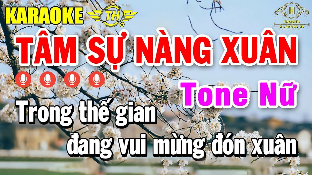 Tâm Sự Nàng Xuân Karaoke Tone Nữ ( F#m ) Nhạc Xuân 2025 | Trọng Hiếu