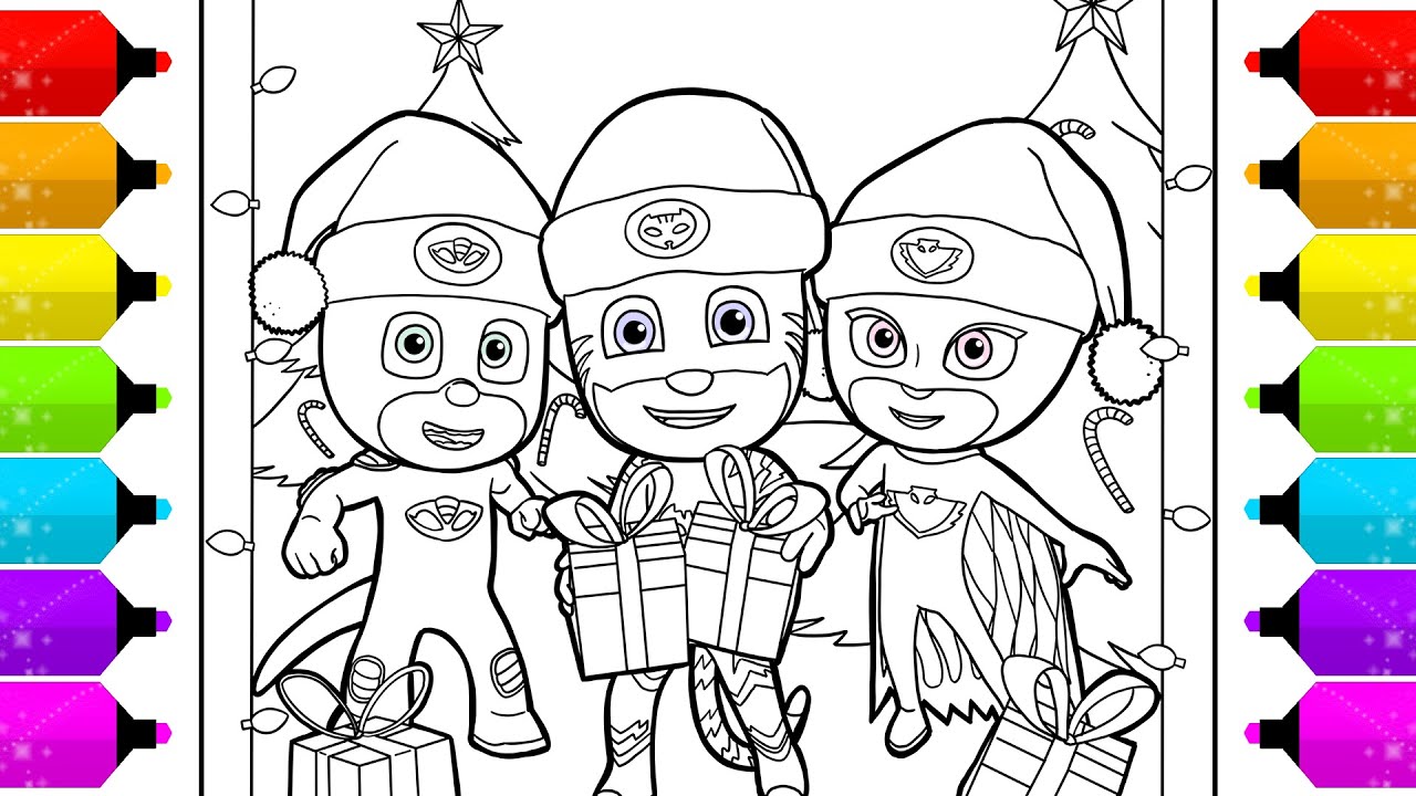PJ MASKS Christmas Coloring Pages For Kids