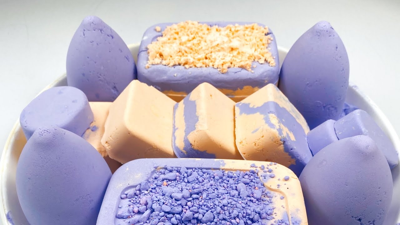 Crunchy Baking Soda ASMR | Peach and Purple #asmrbakingsoda