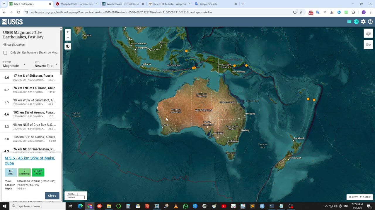 2026 02 08 19 24 heavy rain in Australia coast and deserts Tropical Storm Mitchell