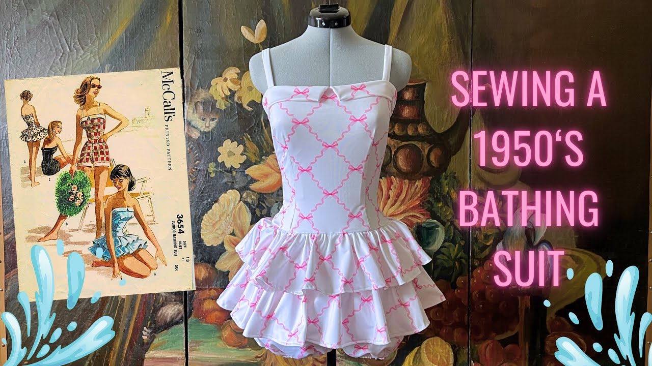 Sewing a 1950s Swimsuit Dress + Try-On (Vintage McCall’s Pattern 3654) #asmr