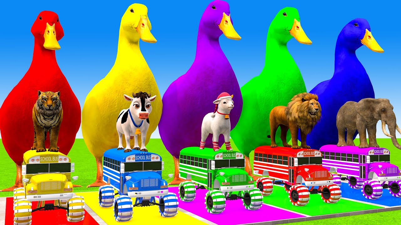 Long Slide Game With Cow Elephant Gorilla Hippopotamus Tiger 3d Animal Game Funny 3d Animals