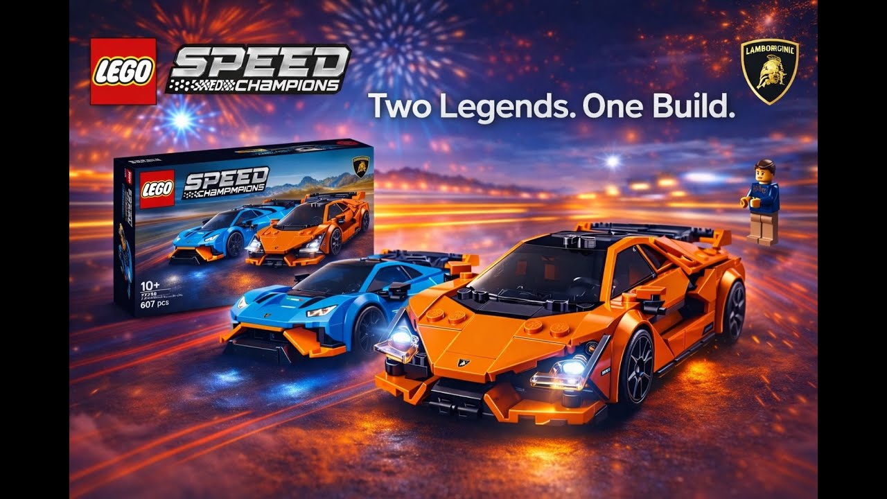 This video features the LEGO Speed Champions Lamborghini Revuelto & Huracán STO 77238