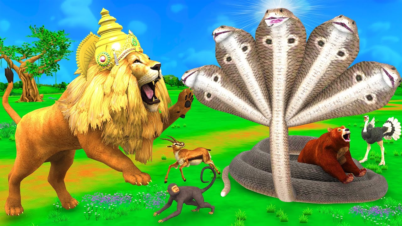 लौट आया देश का असली हीरो शेर का मौत के सामने 5 सर वाला सांप का हमला Sher vs 5 Headed Snake VS Lion