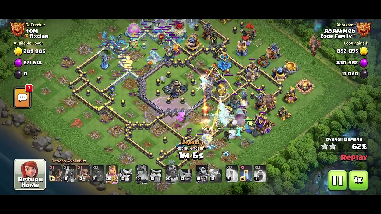 COC. TH18 legend modifier. 3 stars attack. Electrodrags & totems. Not maxed heroes. Lvl23 ms.