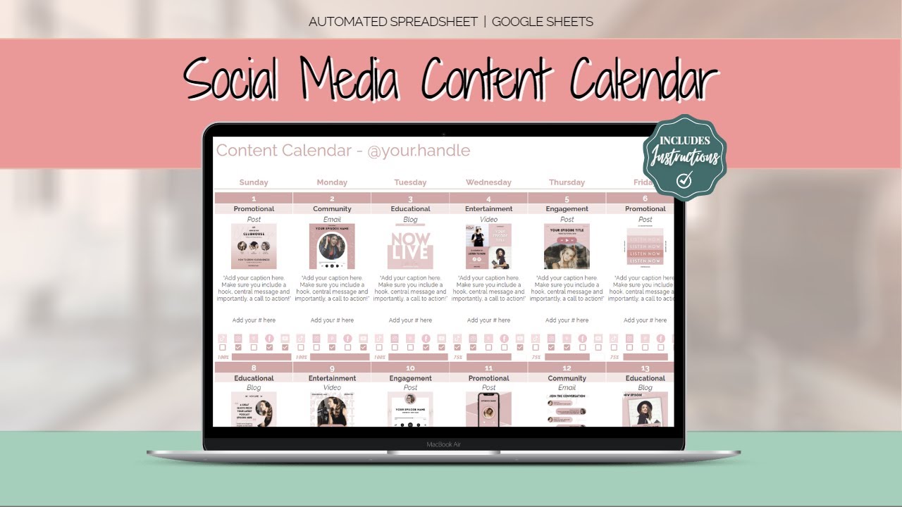 Easy Social Media Content Calendar Tutorial 2023 | Google Sheets Content Planner