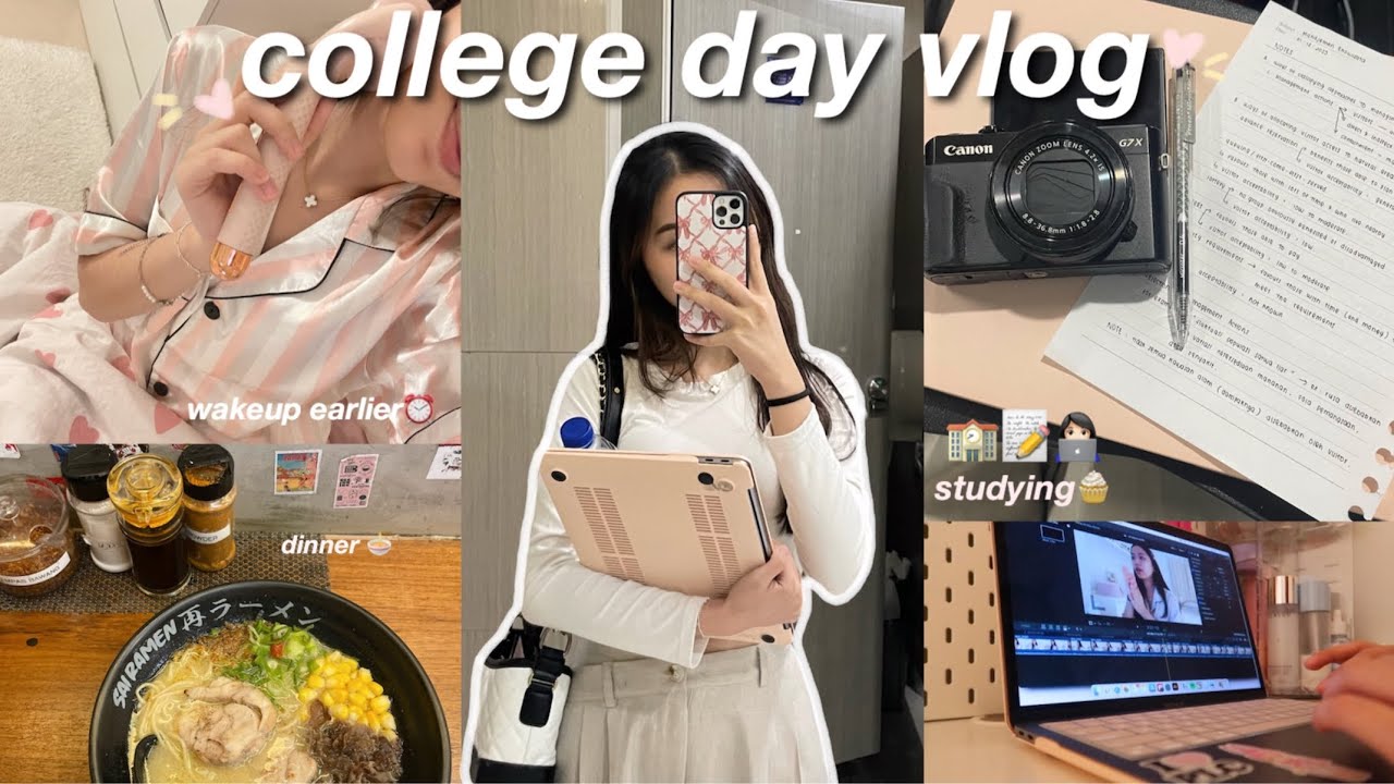 COLLEGE DAY VLOG 🏫📝 : grwm, productive *realistic* busy uni life, ramen dinner 💌˖ ࣪⊹𐙚