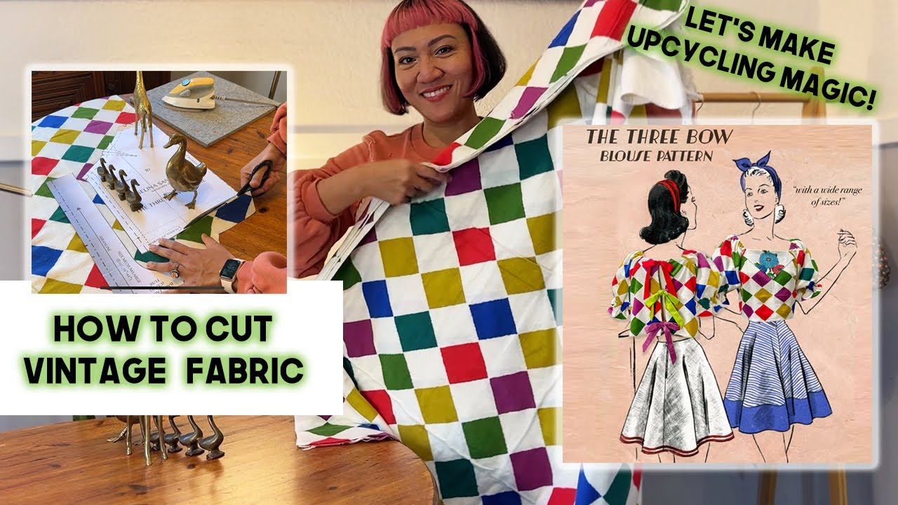 How to cut vintage fabric using a PDF pattern #cutting #sewing #sewingtutorials
