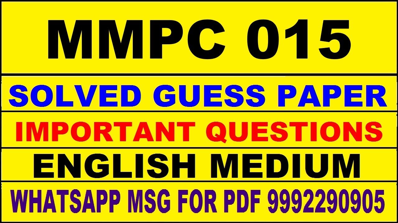 mmpc 015 guess paper in english | mmpc 015 important questions | mmpc 015 study material