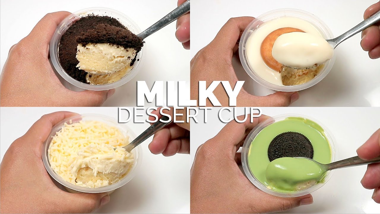 MILKY DESSERT CUP (SPONGE CAKE + VLA + SAUS + TOPPING) // RICE COOKER CAKE