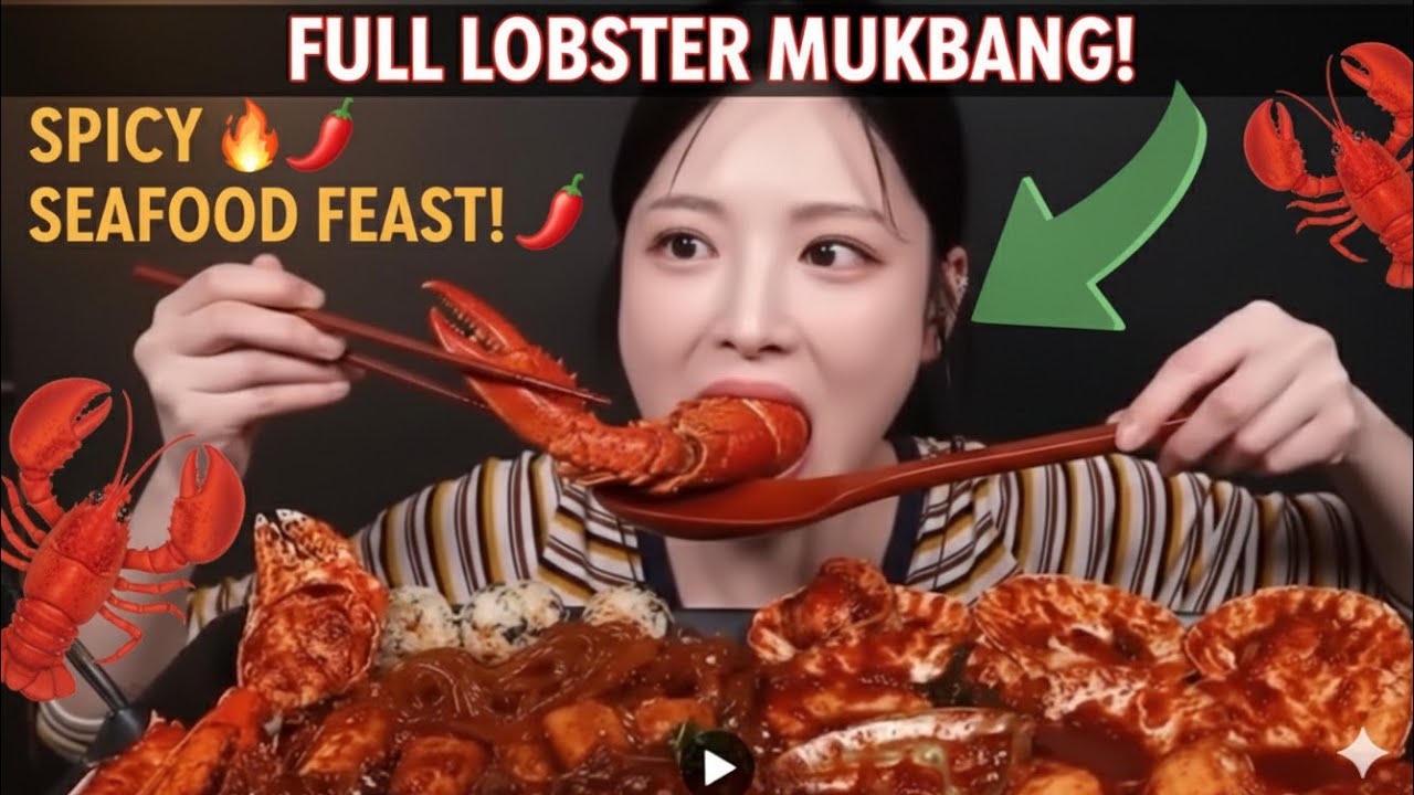 FULL GIANT LOBSTER 🦞 MUKBANG! Eating Spicy Seafood Feast! 