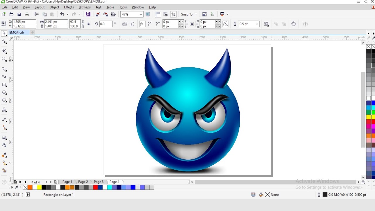 Coreldraw tutorial, graphics design, 3D emoji graphics design, logo design