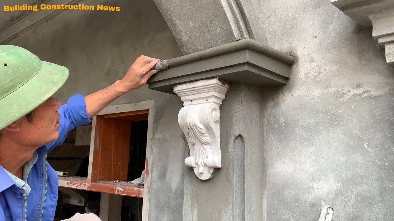 Professional And Creative Concrete Column Construction Workers - Using Sand Cement Bricks