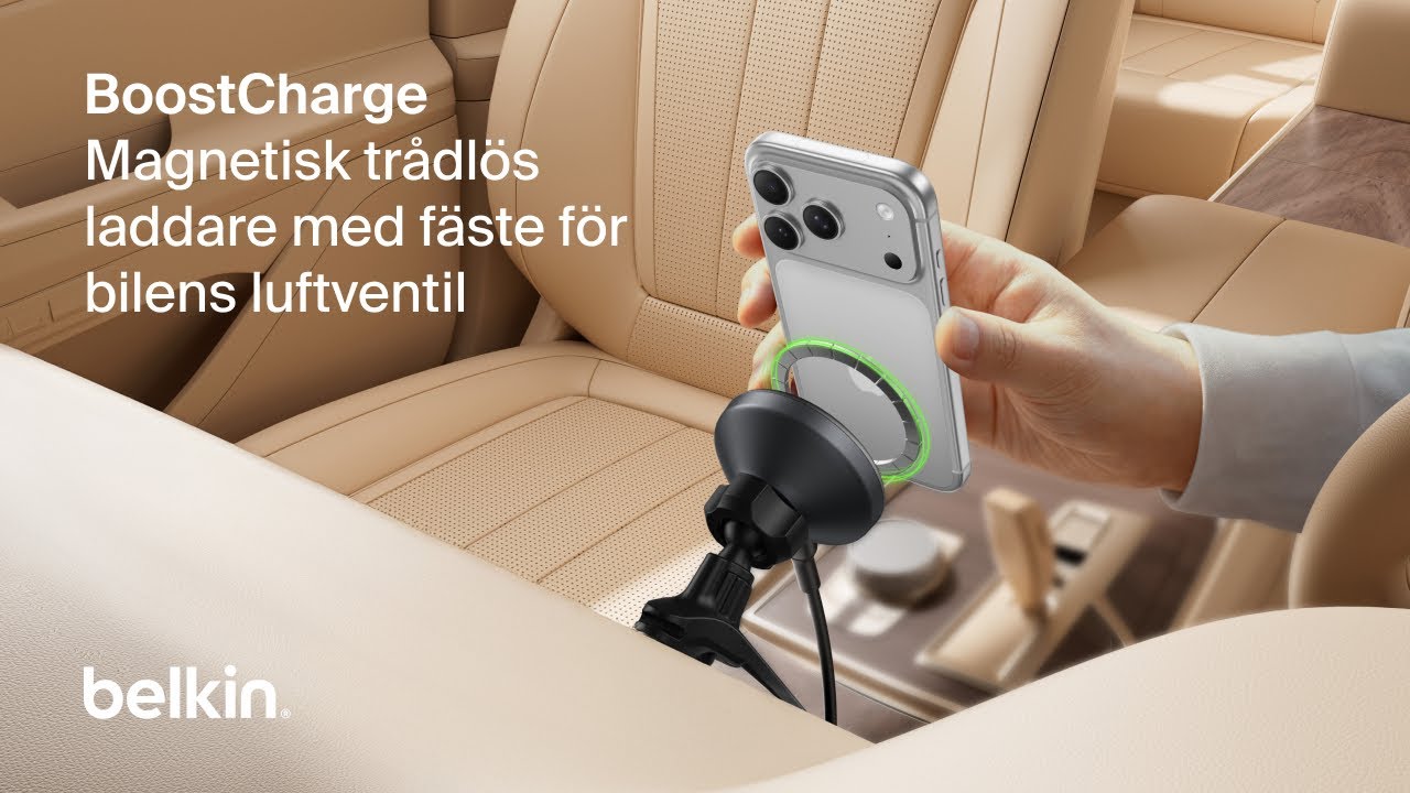 Belkin BoostCharge magnetisk trådlös laddare med fäste för bilens luftventil