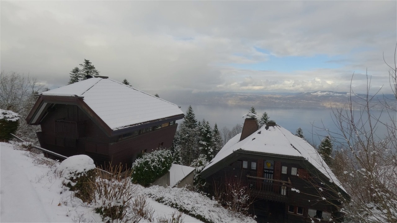 Grand Roc Walk in Thollon-les-Memises With Snow, Cottages of a Unique Design in the World