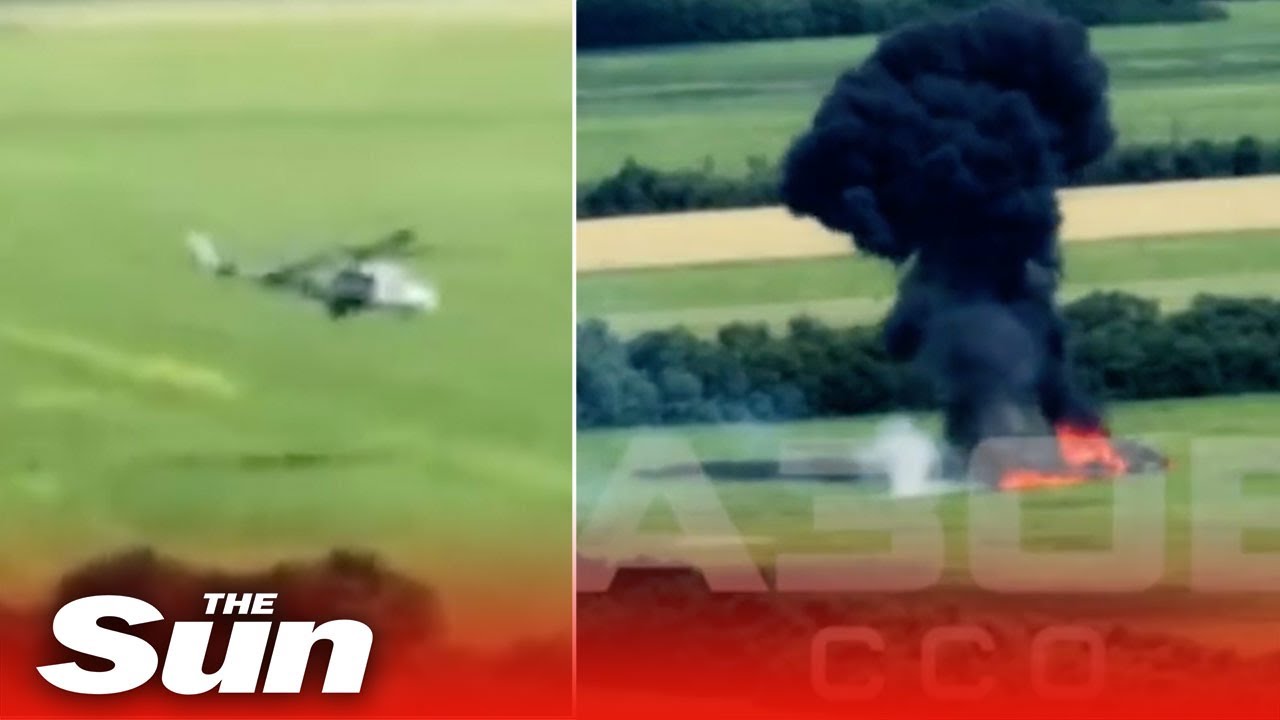 Huge fireball explosion as Russian helicopter gunship is DESTROYED by Ukraine forces in Donetsk