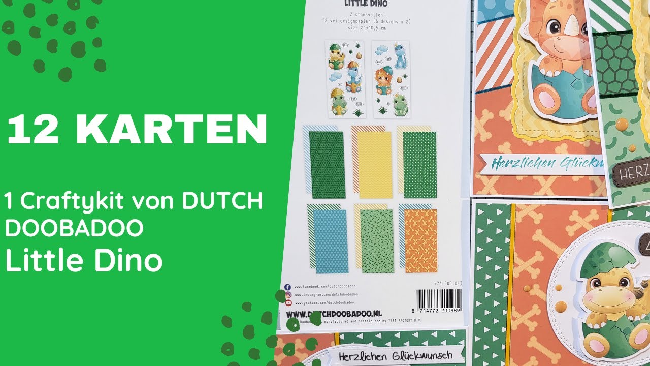 12 Karten 1 Craftykit | DUTCH DOOBADOO Little Dino | #dinokarten #dino