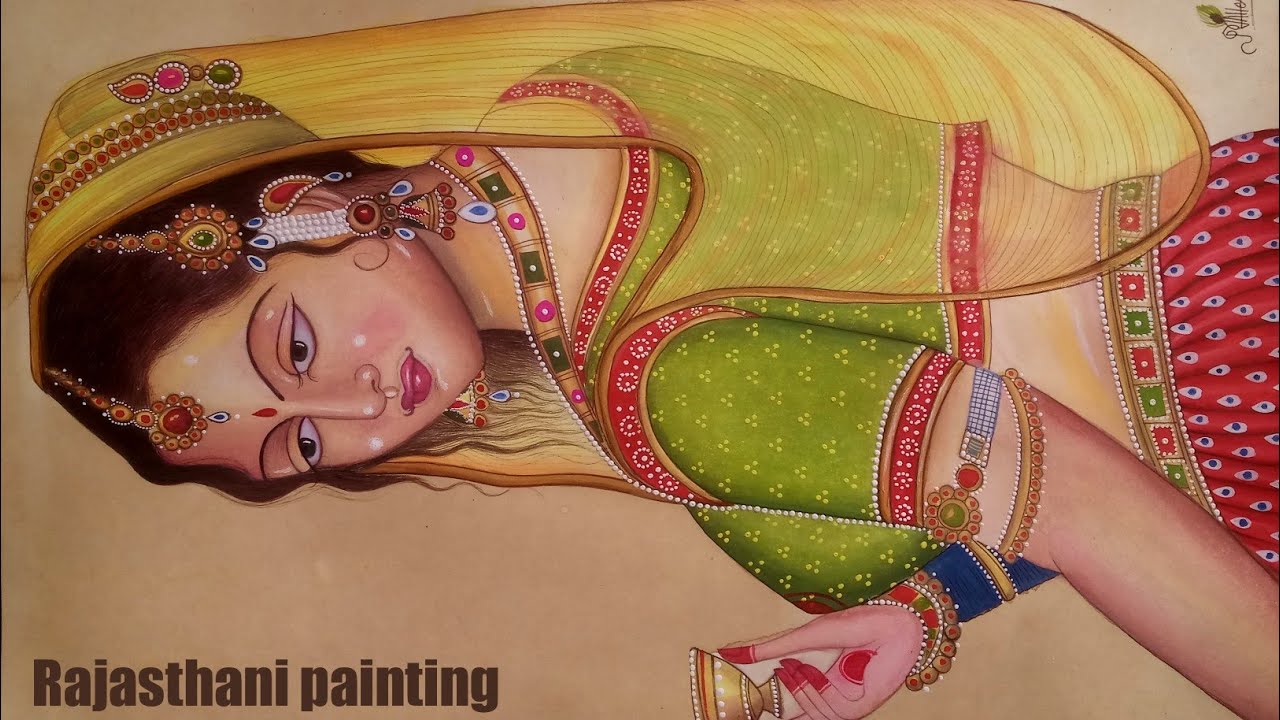 Rajasthani painting || Girl Painting || Bani Thani || Timelapes Video