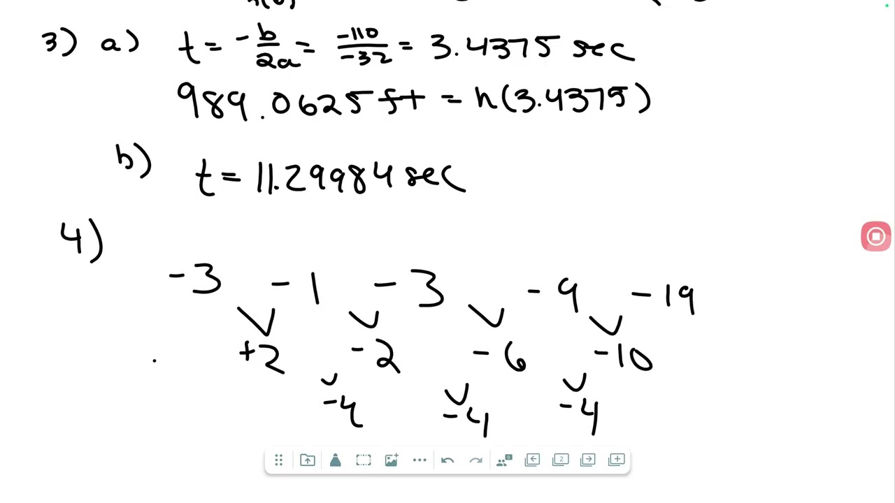 Honors Algebra Ch 9 Quiz #2 and Test Review