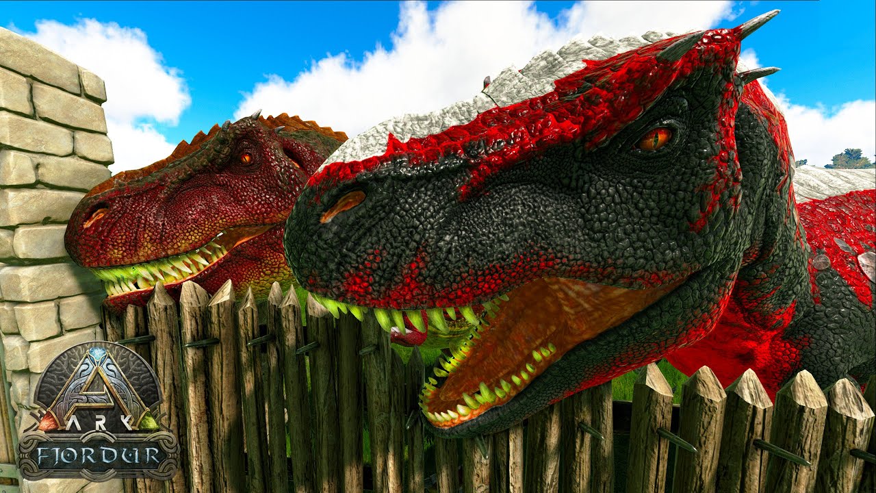 EJERCITO DE TIRANOSAURUS REX SALVAJES INTENTA MATAR MIS DINOSAURIOS Y DESTRUIR MI BASE! Fjordur ARK