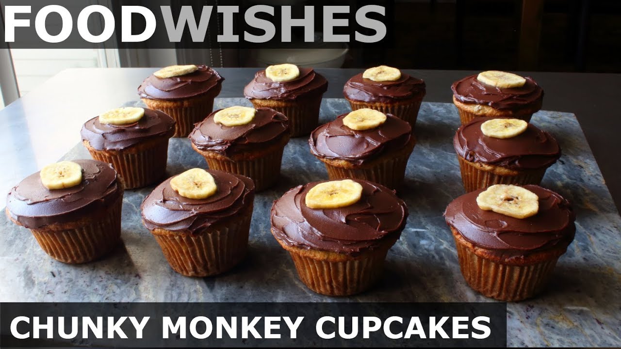 Chunky Monkey Cupcakes (Chocolate Walnut Banana) - Food Wishes