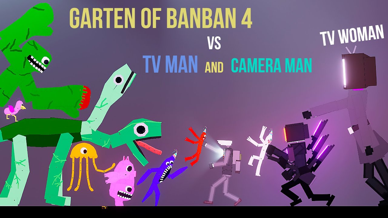 GARTEN OF BANBAN 4 vs TV WOMAN, CAMERA MAN, TV MAN AND THEIR ARMY