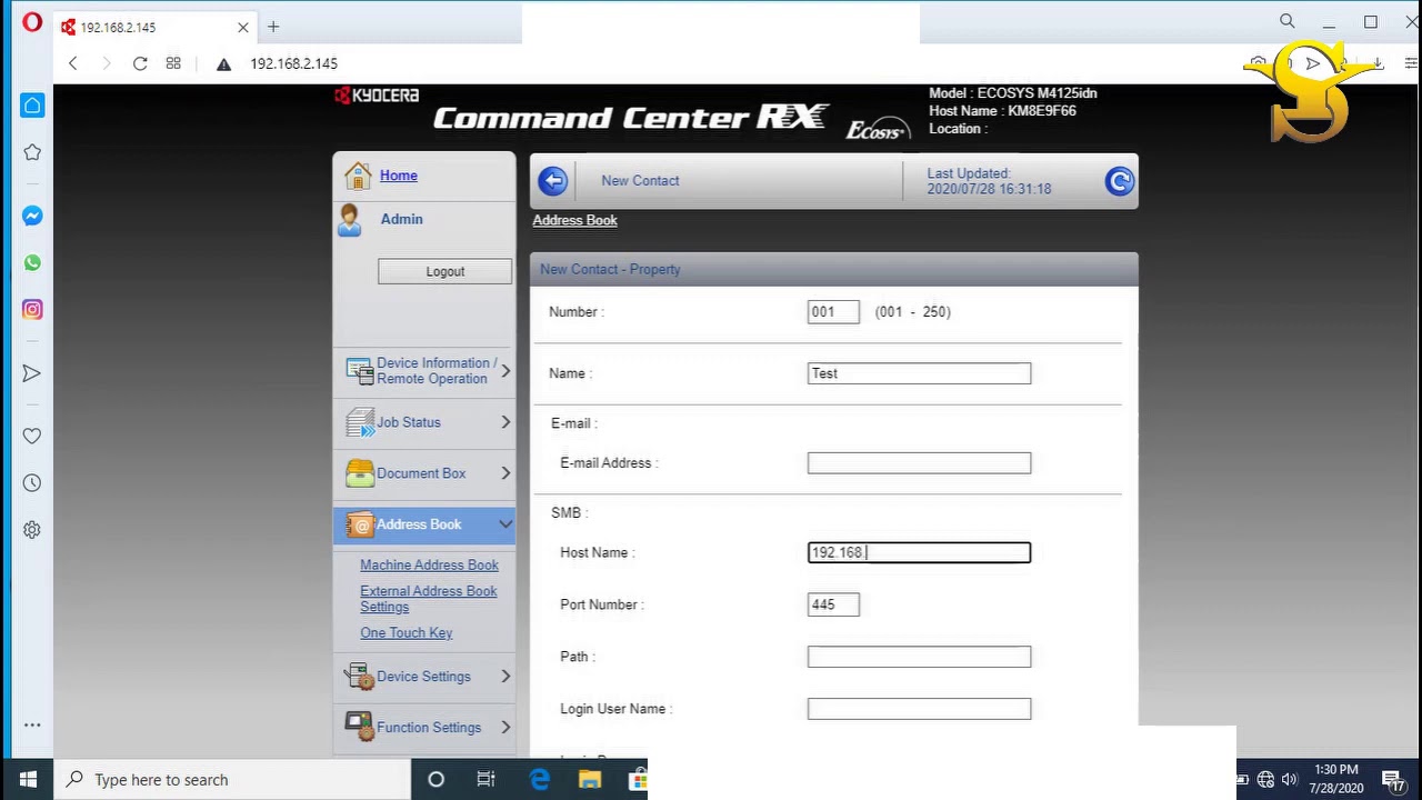 Scan to Folder Kyocera 4125idn