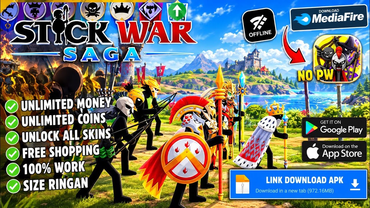 Stick War Saga Mod Apk 2026 &mdash; бесконечные алмазы, монеты и бесплатные покупки | Новая версия