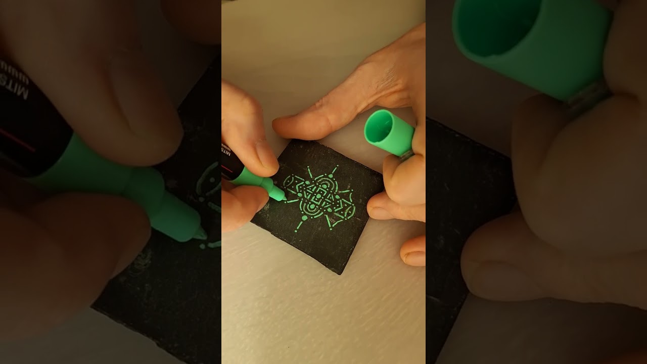 Mini mandala vert sur ardoise 😀 #4 #art #mandalas