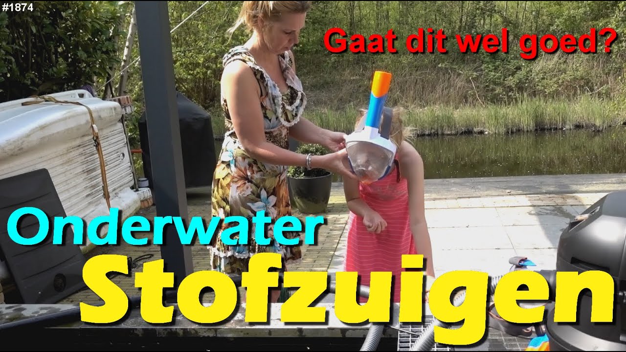 ZUIGT DEZE STOFZUIGER NU DE JAPANSE KOIKARPERS OP? Met DUIKBRIL SCHOONMAKEN #1874