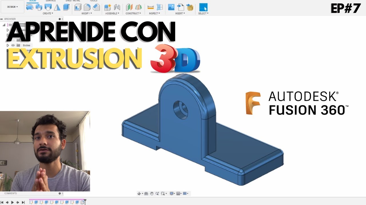 Ejercicio con la función extrusión | Tutorial Fusion 360 Ep#7