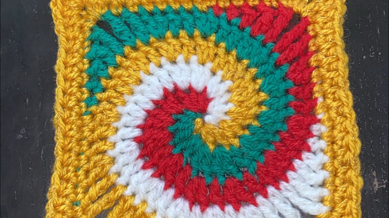 #1017 Handwerkcafé bij #Maakhetmetmiranda SPIRAAL GRANNY SQUARE MET 4 KLEUREN