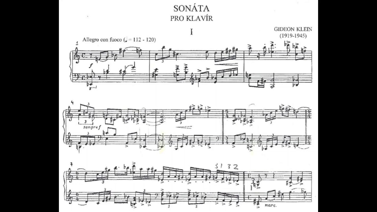 Gideon Klein Piano Sonata (1943) I.  Allegro Con Fuoco