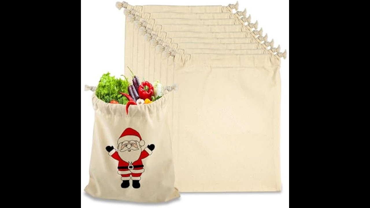 Reusable Cotton Drawstring Bag DIY Canvas Drawstring Pouch Blank Cotton Drawstring Bags