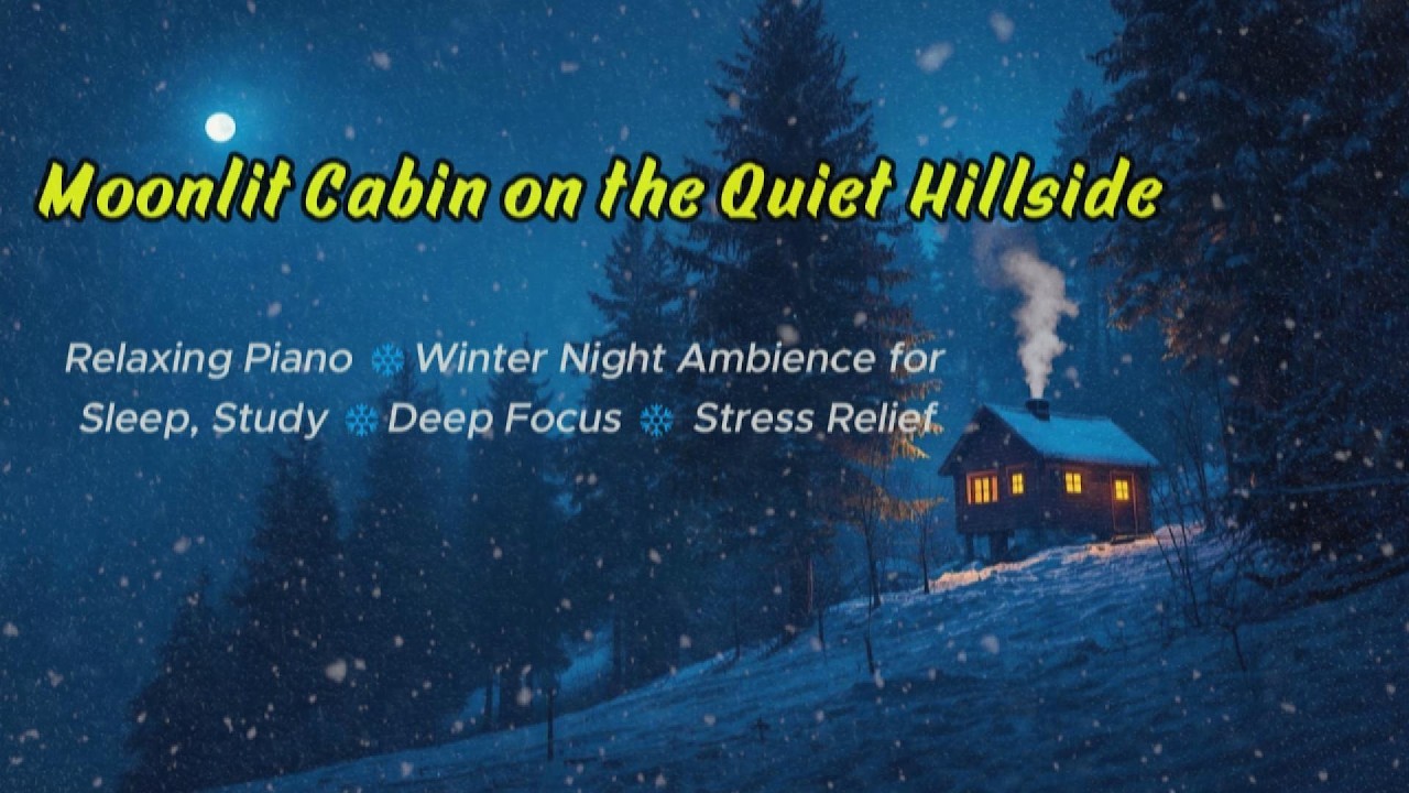 Moonlit Cabin on the Quiet Hillside ❄️ Relaxing Piano  Music for Sleep, Study ❄️ Stress Relief