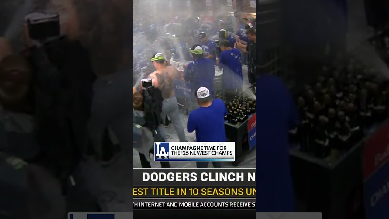 Dodgers celebrate after winning the NL West for the 12th time in 13 years! 🍾 😤 
