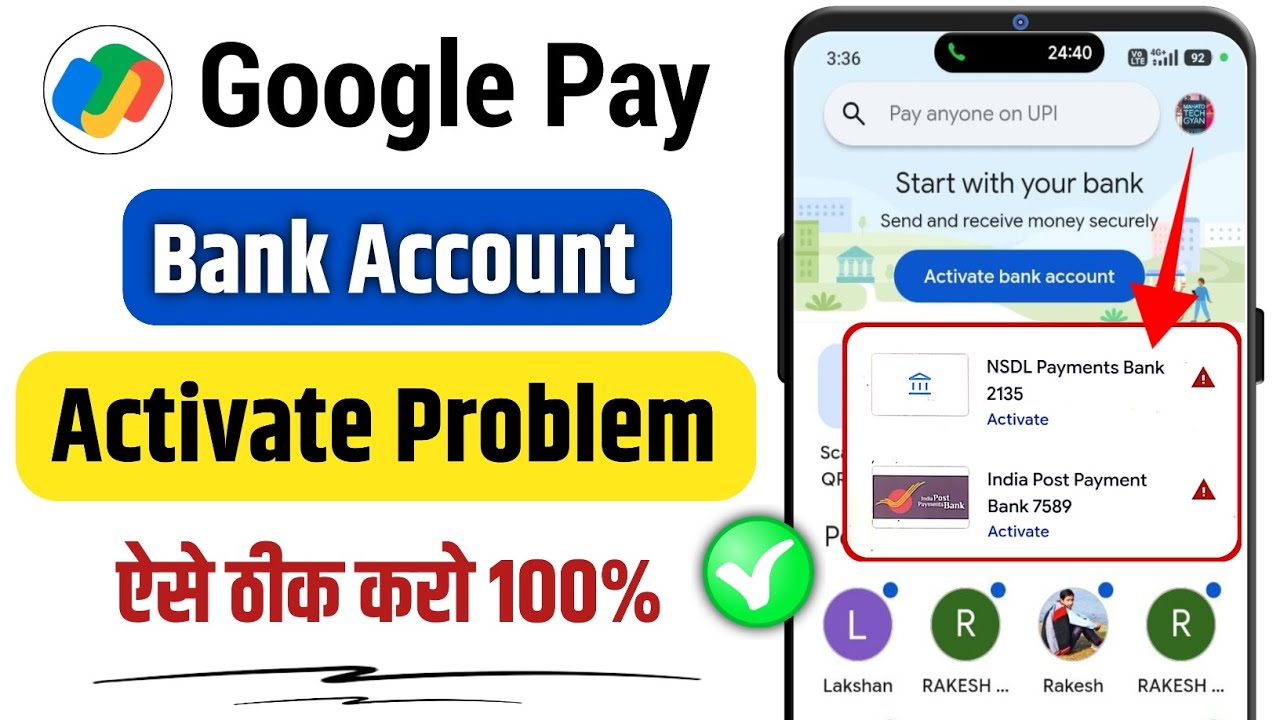 Google Pay Me Bank Account Activate Kaise Kare | GPay Bank Account Activate Problem Solve