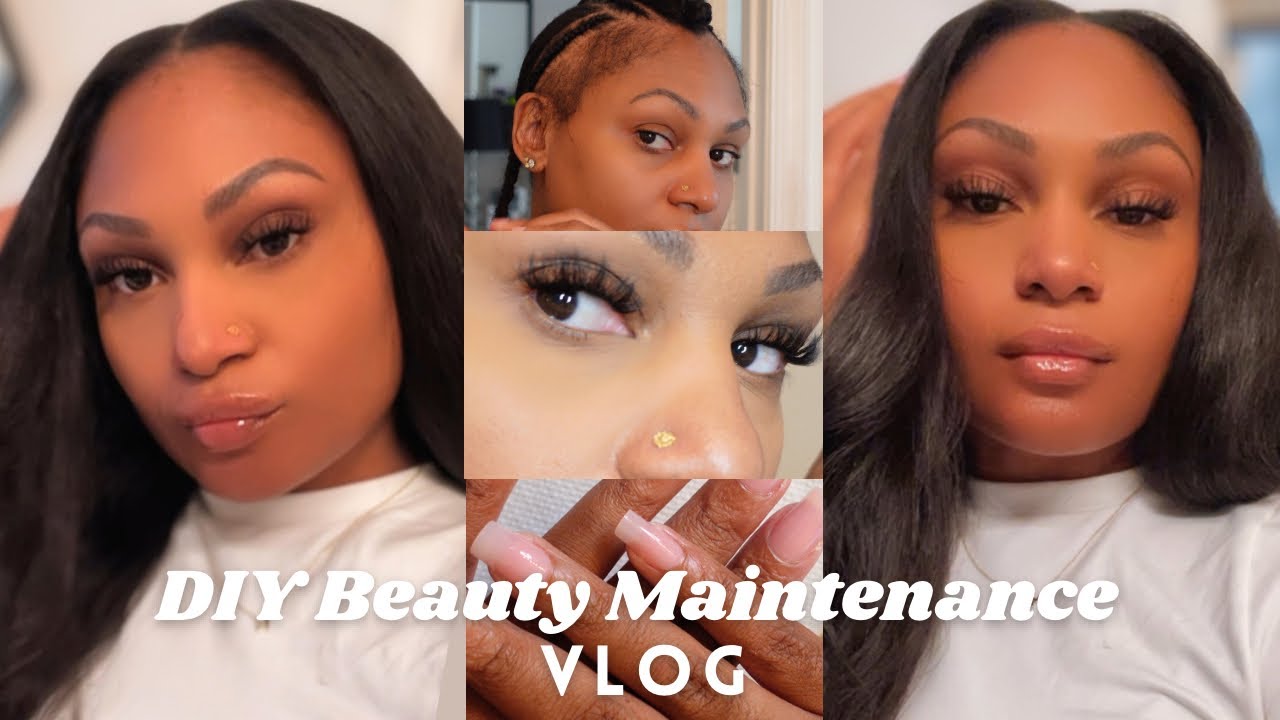 AT HOME BEAUTY MAINTENANCE|NEW Quick Weave Technique for Fine hair/Edges|Hybrid Sew In| Nails+Lashes