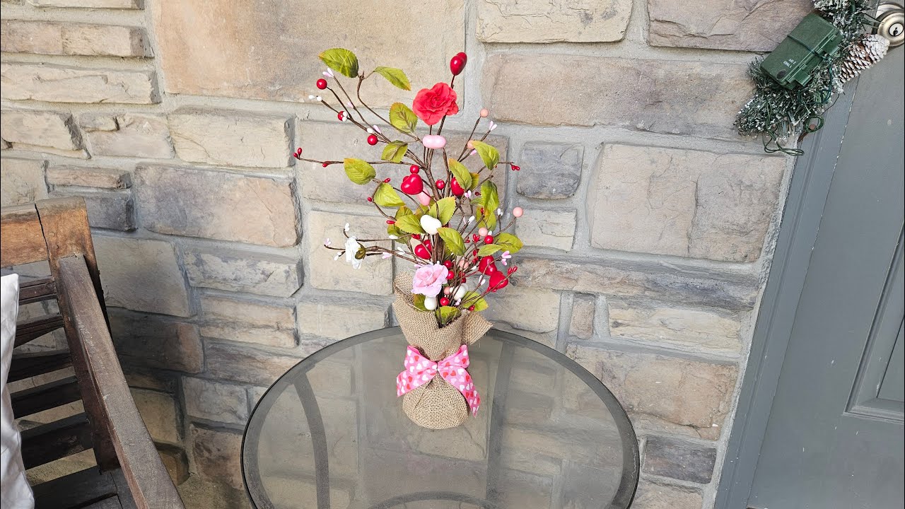 Set of 2 Valentines Day Tree Decorations w/ Pink Red Lights