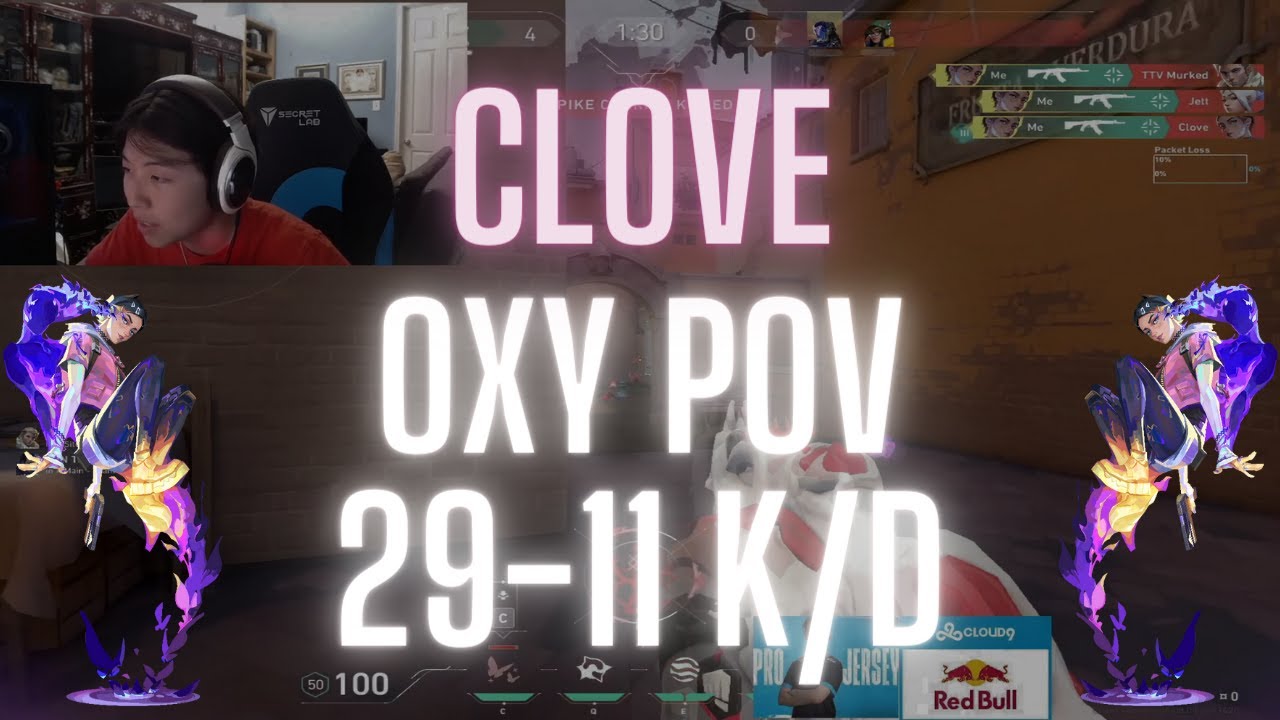 Cloud9 OXY POV Clove on Ascent 29-11 K/D (VALORANT Pro POV)