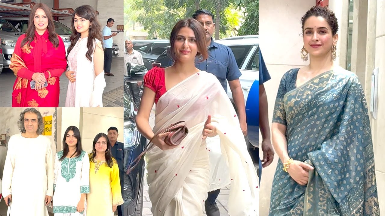 Imtiaz Ali, Fatima Sana Shaikh, Sanya Malhotra & Others At Anurag Basu House For Saraswati Pooja