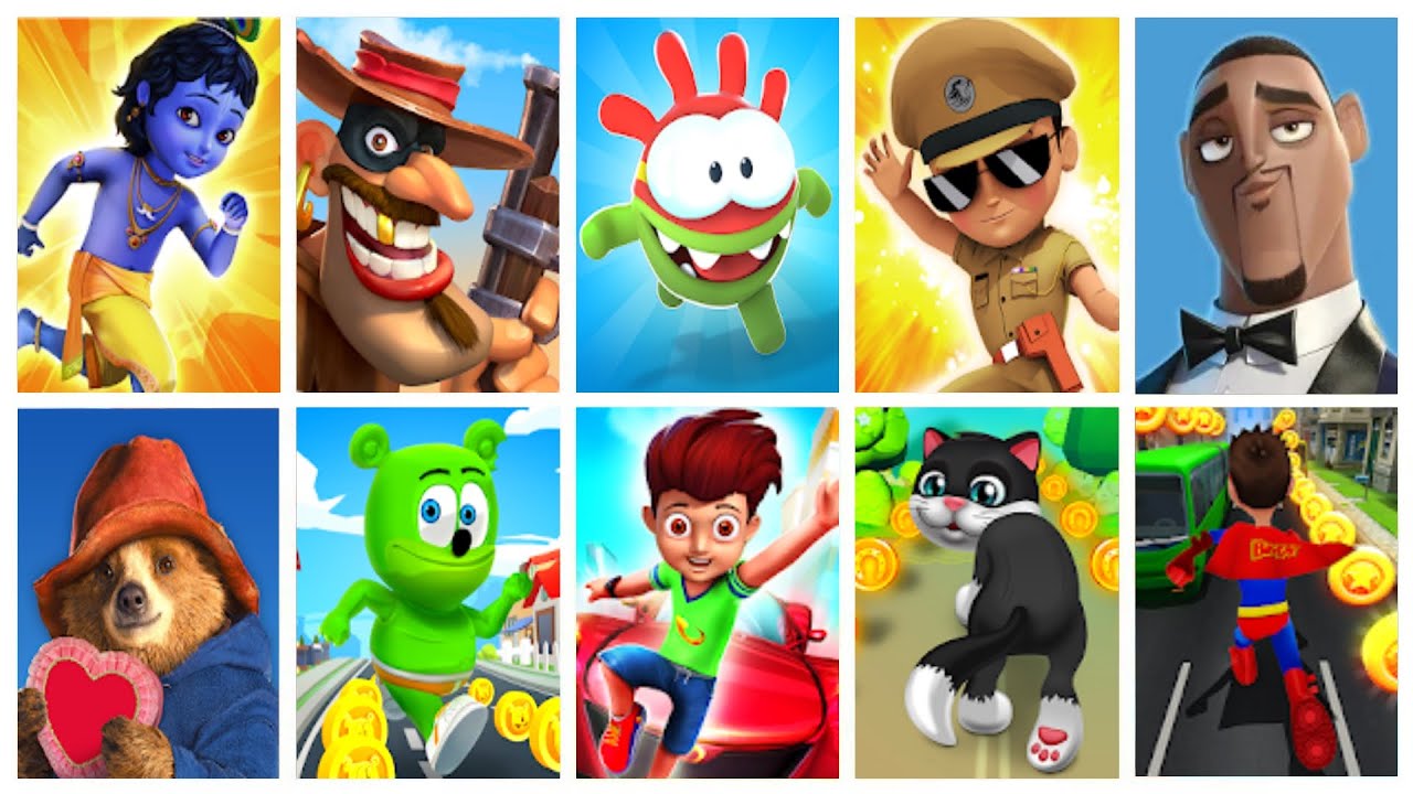 Runner Battle #5: Little Krishna, Little Singham, Cat Simulator, Subway Run 2, Gummy Bear, Run & Gun
