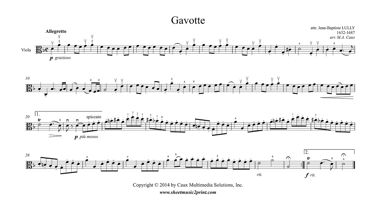 Lully : Gavotte in D minor - Viola