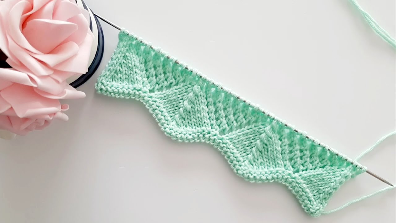 Bordino ondulato ai ferri n° 107/ Knitted wavy edge / Borde ondulado a dos agujas