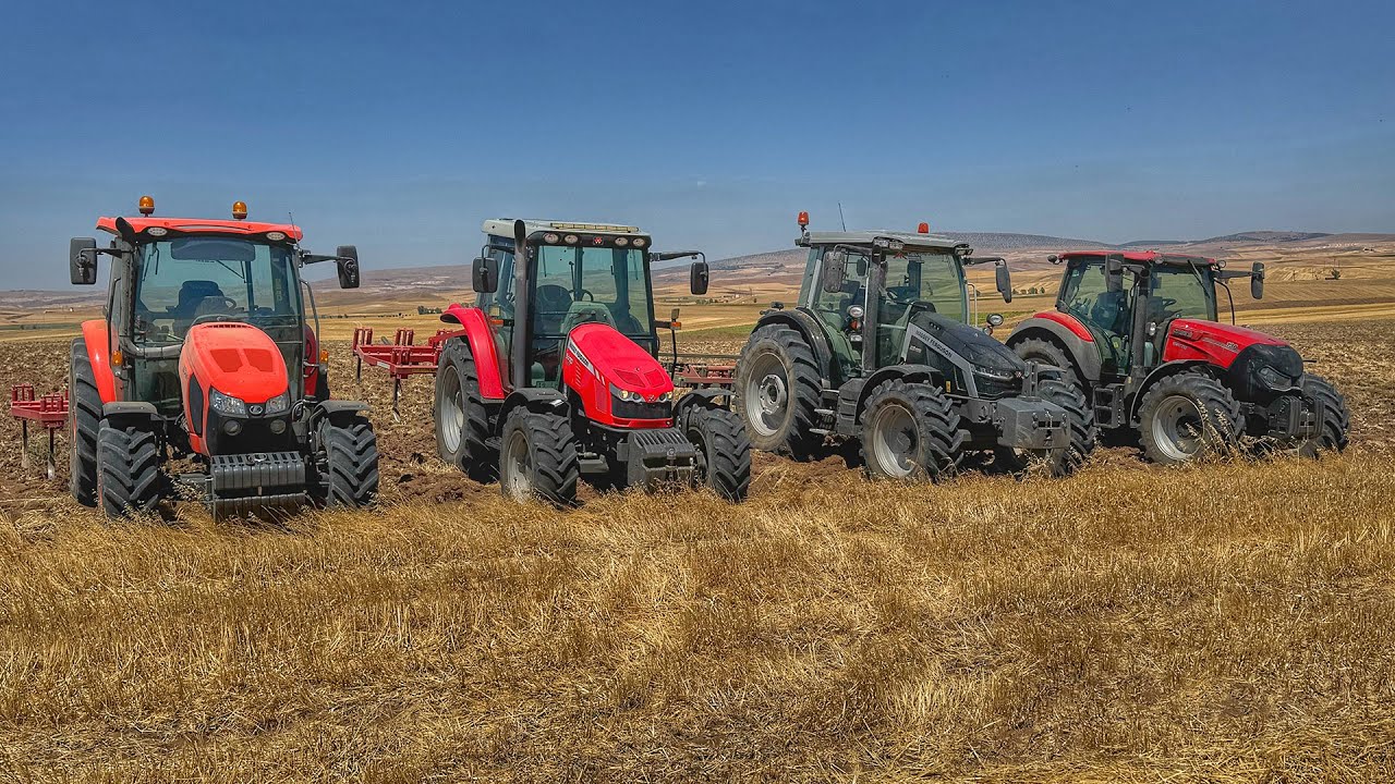 4 TRAKTÖRLE TARLA HAZIRLIĞI! |CASE 130| |MF 5410| |KUBOTA 5112| |MF 5s.135|