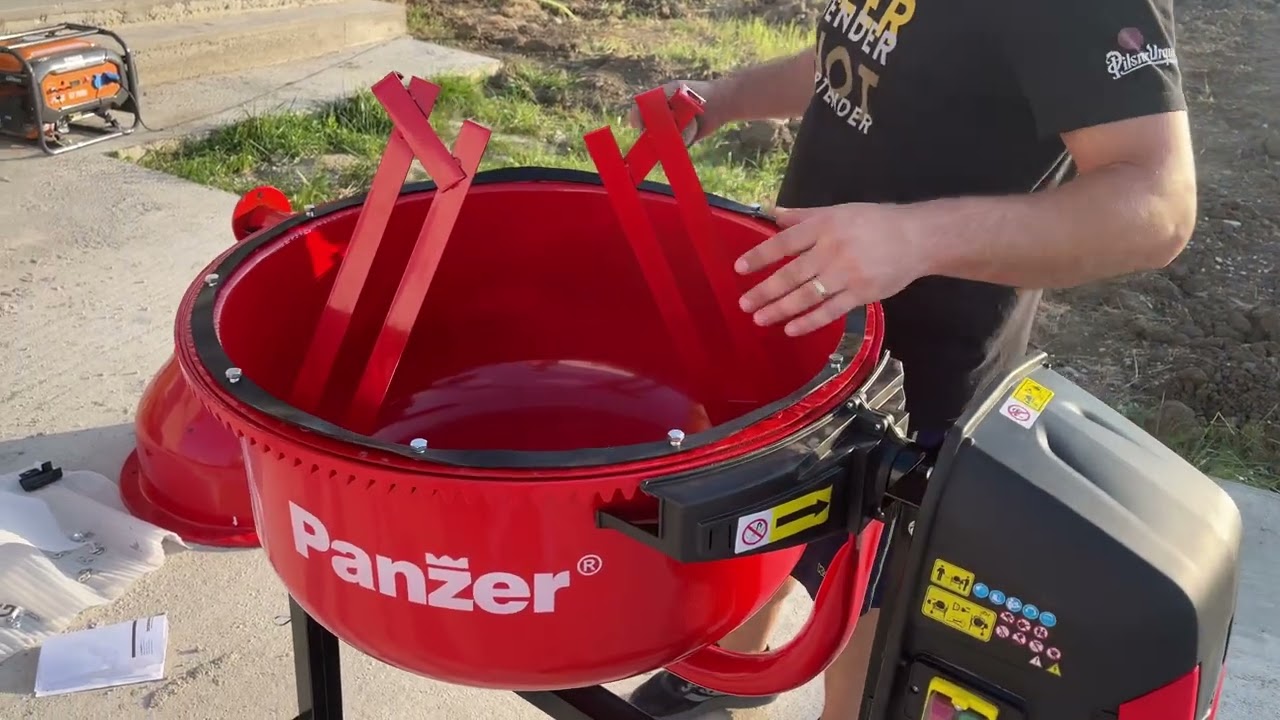 Montaj si proba Betoniera Panzer BET-180-800DA, 180 L, 800 W- Concrete mixer assembly