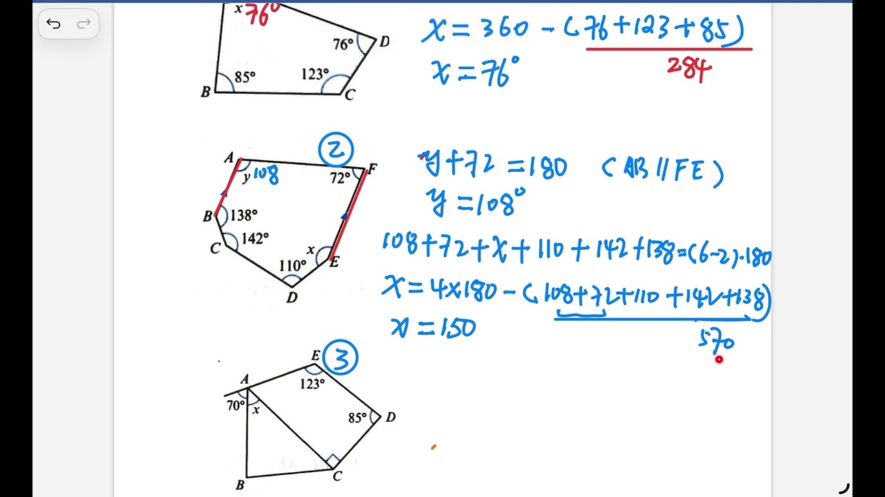 Ch48 Calculate the angles of the polygon in degrees  p6 計算多邊形角的度數